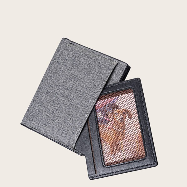 

Men Fold Over Wallet With Card Holder, Grey