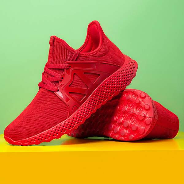 

Men Lace-up Front Solid Sneakers, Red