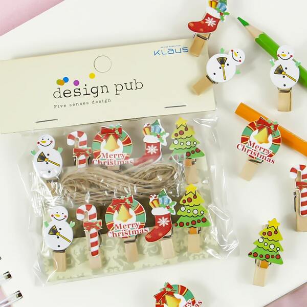 

10pcs Christmas Design Card Clip, Multicolor