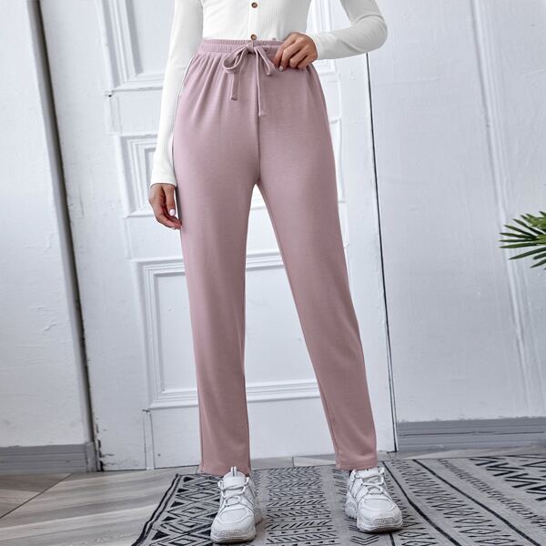 

Solid Drawstring Waist Sweatpants, Dusty pink