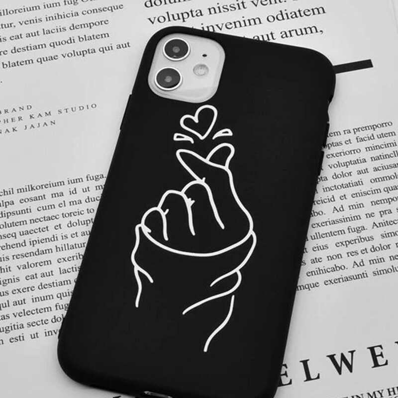 

Gesture & Heart iPhone Case, Black