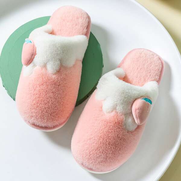 

Fruit Decor Fluffy Slippers, Pink