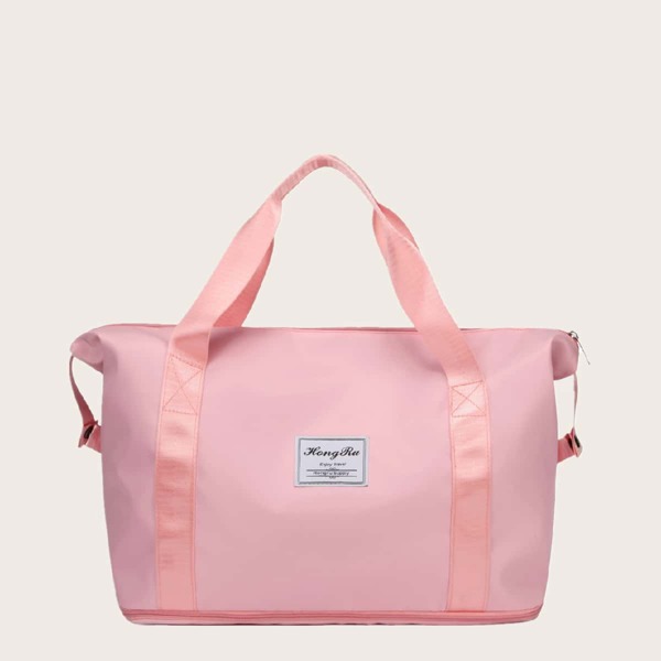 

Letter Patch Large Capacity Duffel Bag, Pink