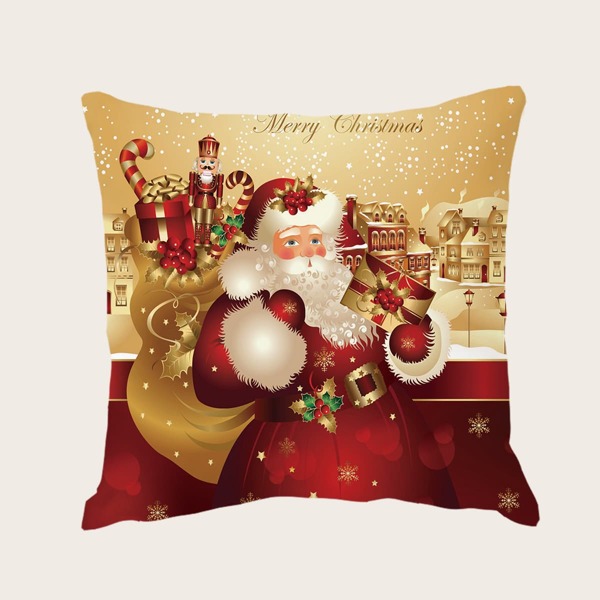 

Santa Claus Pattern Cushion Cover Without Filler, Multicolor