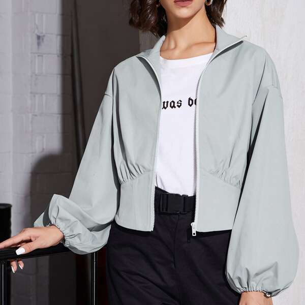 

Bishop Sleeve Wind Jacket, Light grey