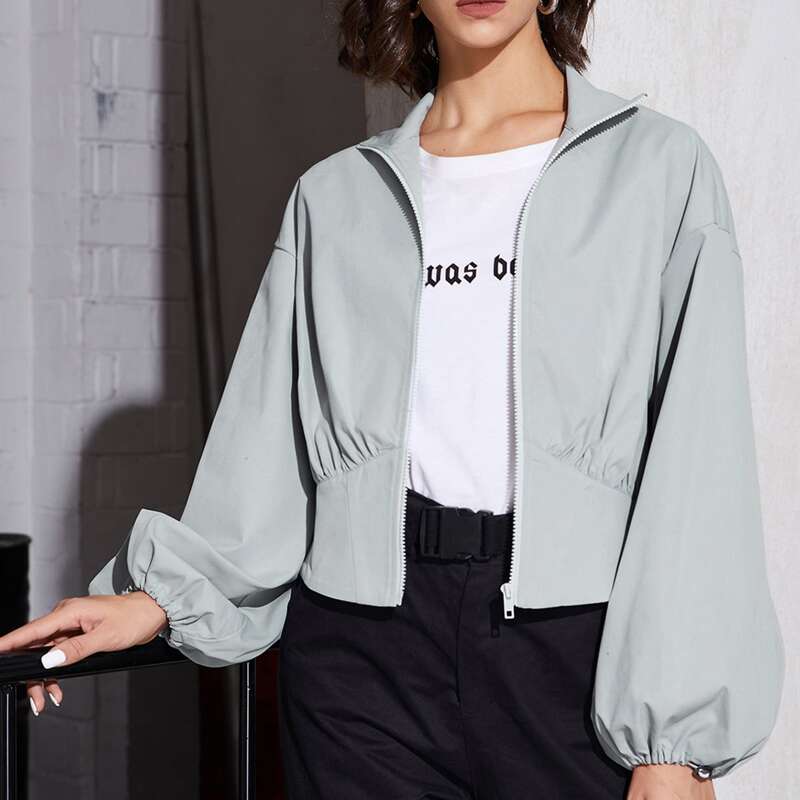 

Bishop Sleeve Wind Jacket, Light grey