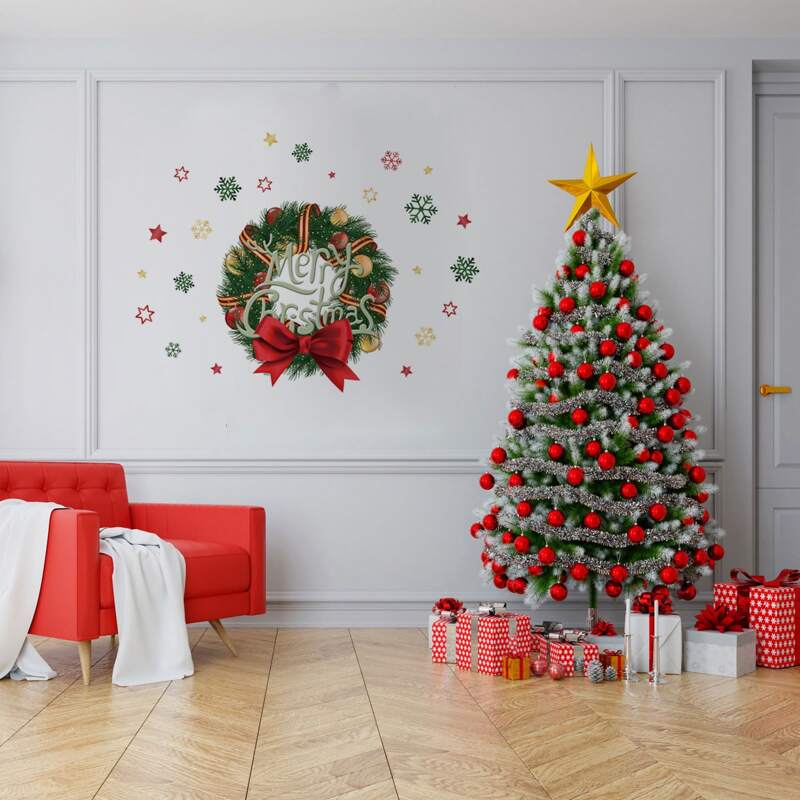 

Christmas Wreath Wall Sticker, Multicolor