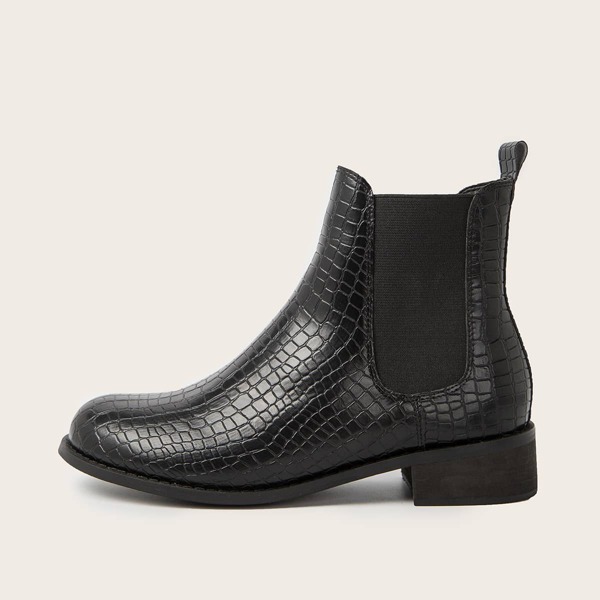 

Croc Embossed Chelsea Boots, Black