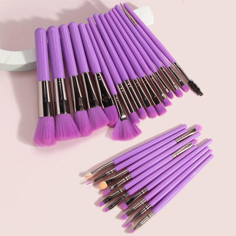 

25pcs Two Tone Makeup Brush Set, Purple