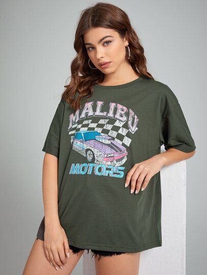 Letter Car Graphic Oversized Tee