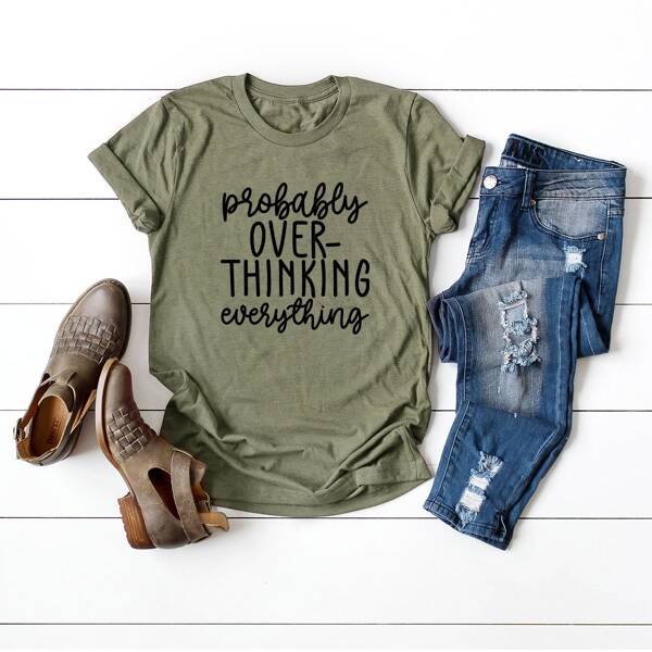 

Plus Slogan Graphic Tee, Army green