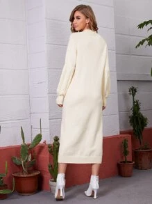 SHEIN فستان سترة صوفي بلون موحد بأكمام راجلان بدون حزام