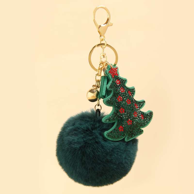 

Christmas Pom-pom Keychain, Green