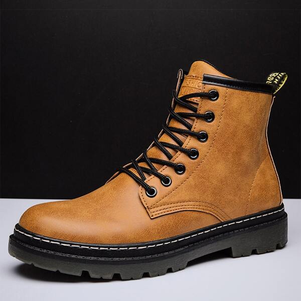 

Men Lace-up Front Wide Fit Boots, Camel