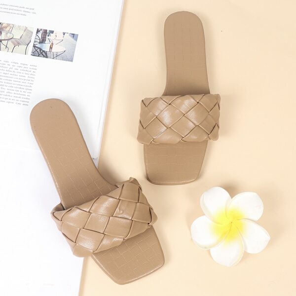 

PU Leather Braided Mules, Apricot