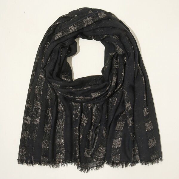 

Striped Pattern Scarf, Black