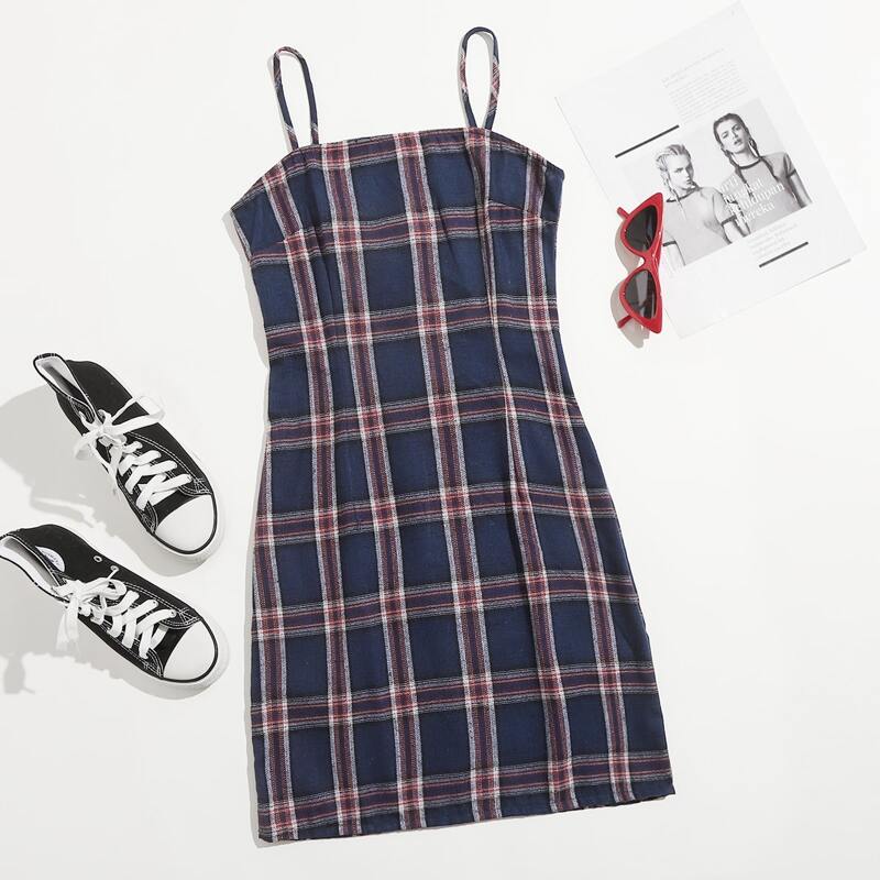 

Plaid Cami Dress, Multicolor