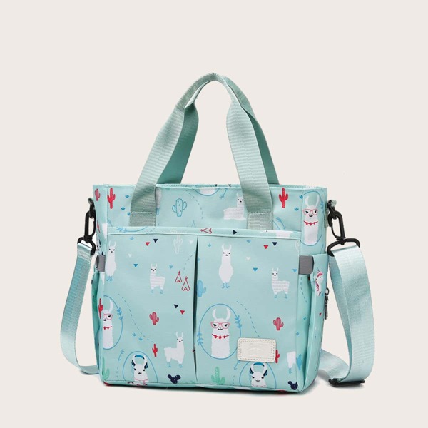 

Cartoon Graphic Keep Warm Tote Bag, Green