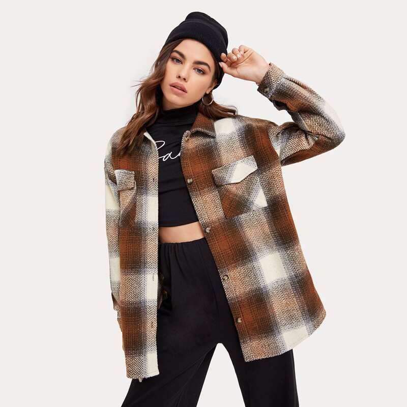 

Flap-Pocket Plaid Overshirt, Multicolor