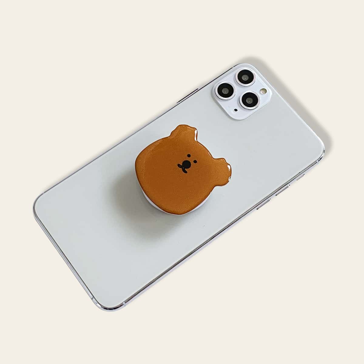 

1pc Bear Pattern Stand-Out Phone Holder, Brown