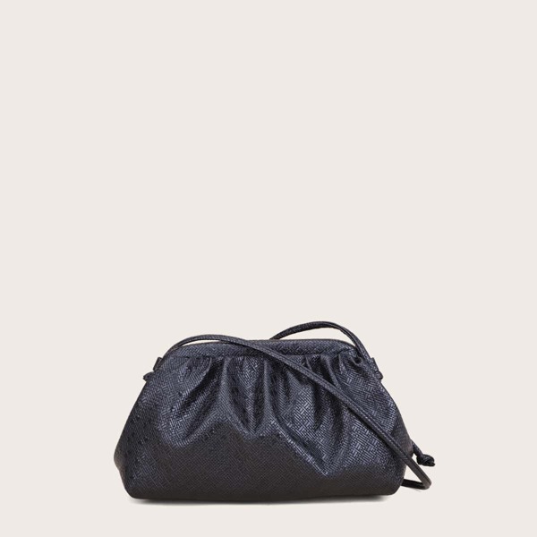 

Textured Ruched Bag, Black