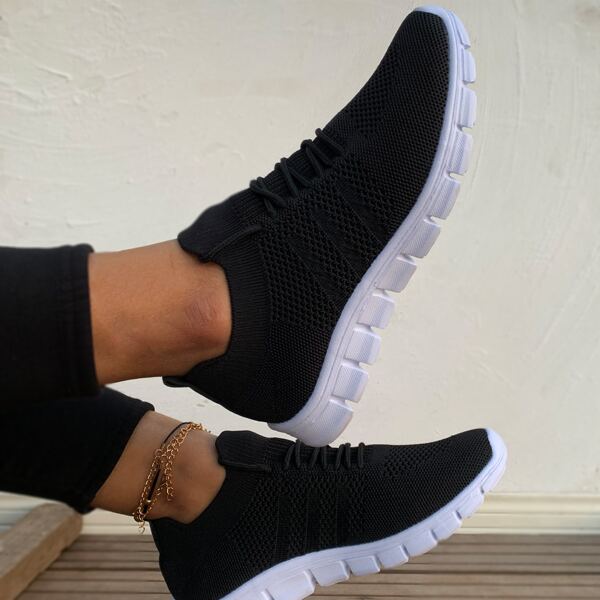 

Lace-up Front Low Top Sneakers, Black