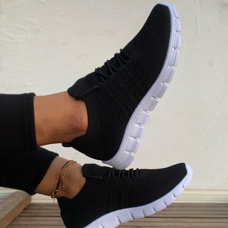 

Lace-up Front Low Top Sneakers, Black