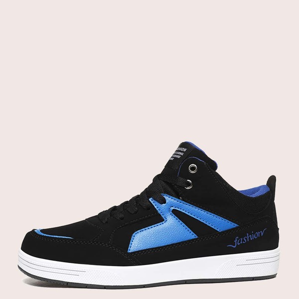 

Men Lace-up Front Letter Graphic High Top Sneakers, Black