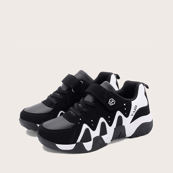 

Boys Color Block Velcro Strap Sneakers, Black
