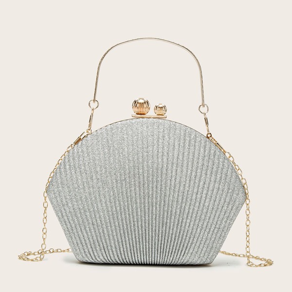 

Allover Glitter Decor Box Bag, Silver