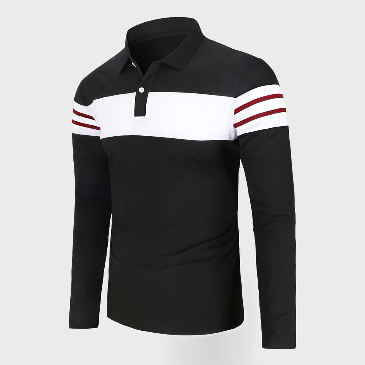 

Guys Contrast Panel Polo Shirt, Black