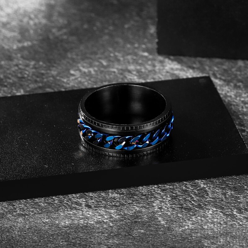 

Guys Chain Decor Ring, Black