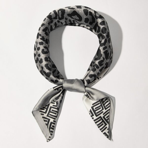 

LEOPARD & GEOMETRIC PRINT BANDANA, Multicolor