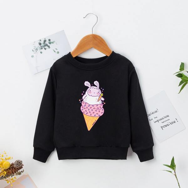

Toddler Girls Cartoon Graphic Sweatshirt, Black