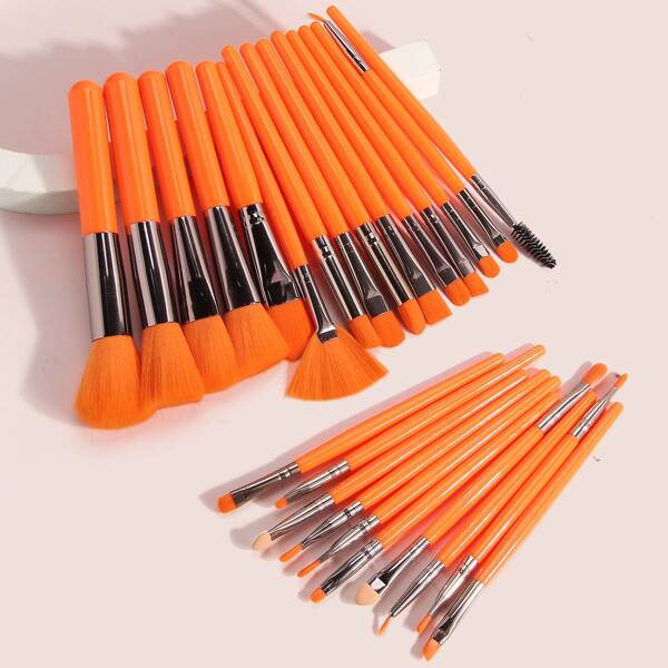 

25pcs Two Tone Makeup Brush Set, Orange