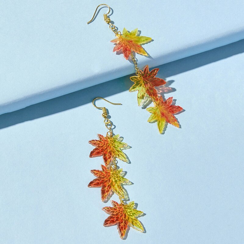

Maple Leaf Drop Earrings, Orange