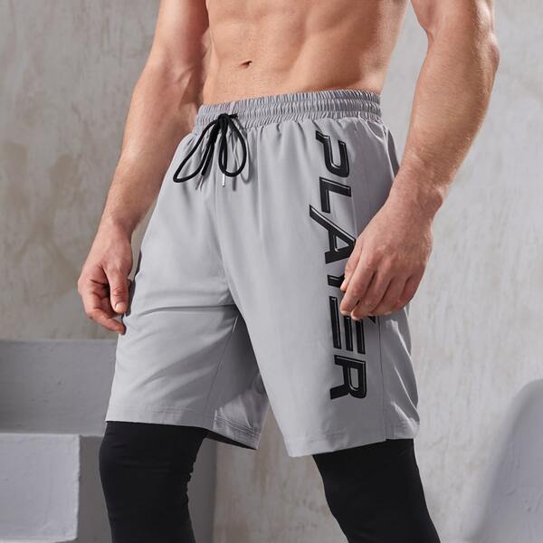 

Men Letter Graphic 2 In 1 Yoga Leggings, Multicolor
