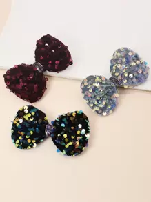 3入組小女童亮片蝴蝶結裝飾髮夾 - 黑色 - 查看 1