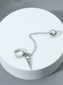 時尚流行1入組式男士鏤空地理裝飾耳環不銹鋼，適合珠寶禮物和時尚外觀 - 銀色 - 查看 3