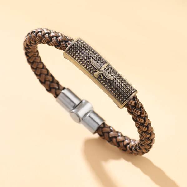 

Men Braided PU Bracelet, Brown