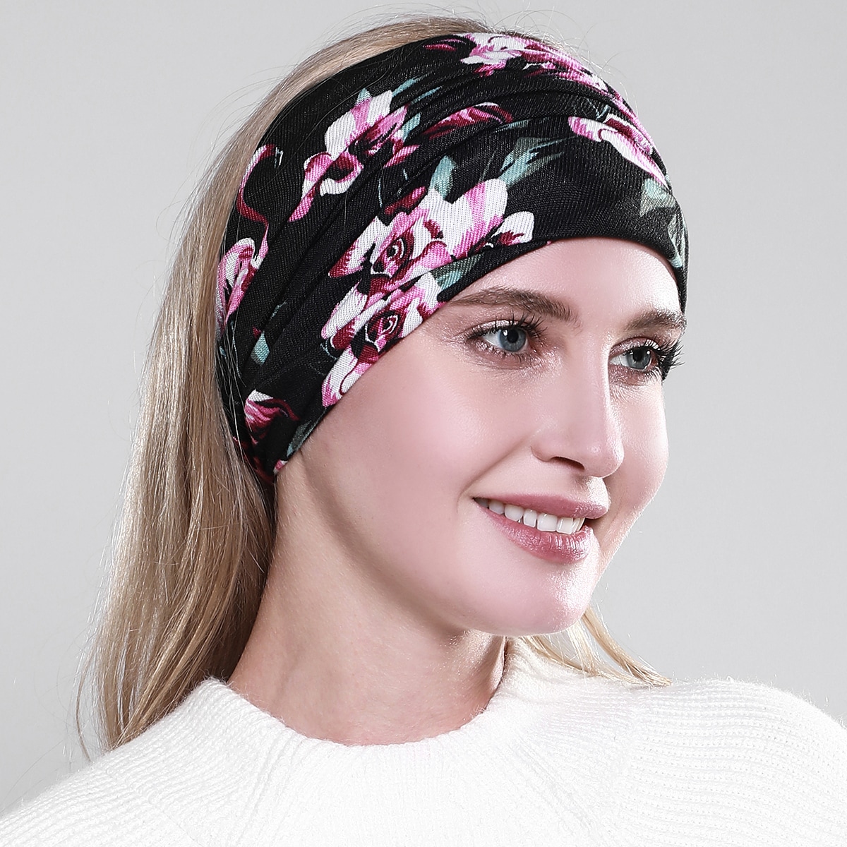 Image of Color Block Flower Pattern Scarf