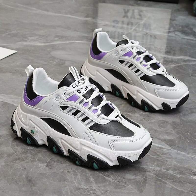 

Colorblock Lace-up Front Chunky Sneakers, Multicolor