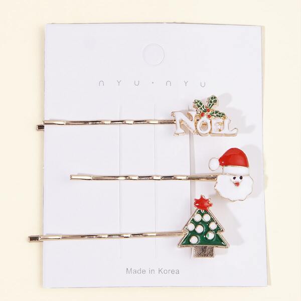 

3pcs Christmas Tree Decor Bobby Pin, Multicolor