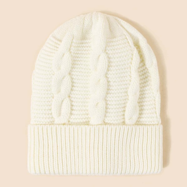 

Men Braided Knit Beanie, White