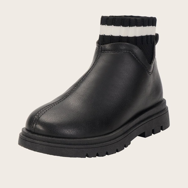 

Girls Knit Panel Ankle Boots, Black