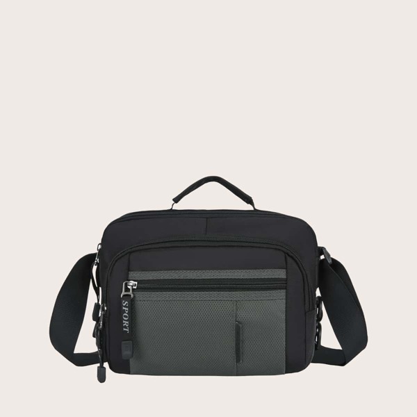 

Men Zip Front Crossbody Bag, Grey