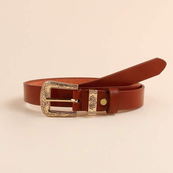 

Metal Buckle Belt, Rust brown