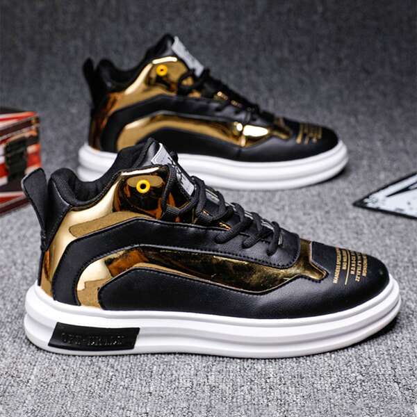 

Men Letter Graphic Lace-up Front Sneakers, Black