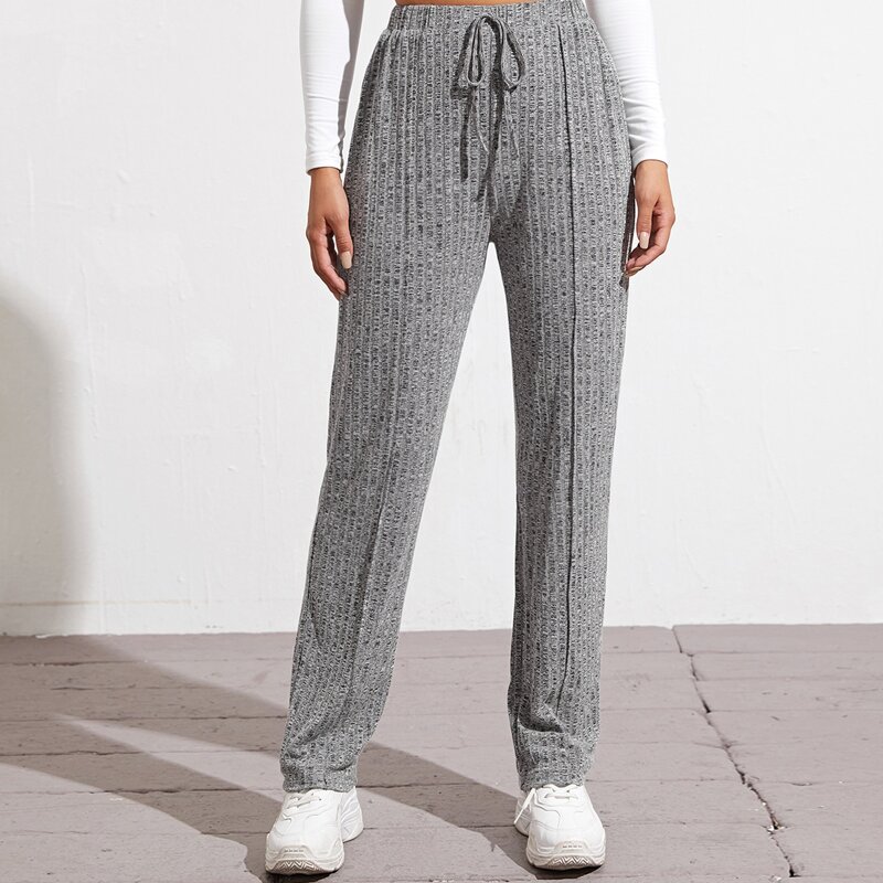 

Knot Front Rib-knit Joggers, Grey