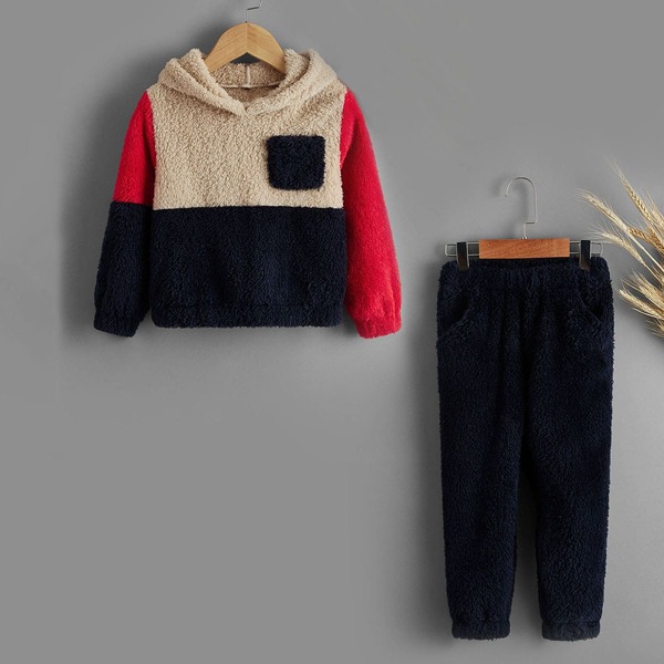 

Toddler Boys Flannel Color-block Hoodie & Pants, Multicolor